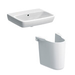 Umywalka Selnova Square B55 cm, H17.5 cm, T44 cm, z przelewem, bez otworu na baterię Półpostument Selnova B27.5 cm, H32.5 cm, T28.5 cm